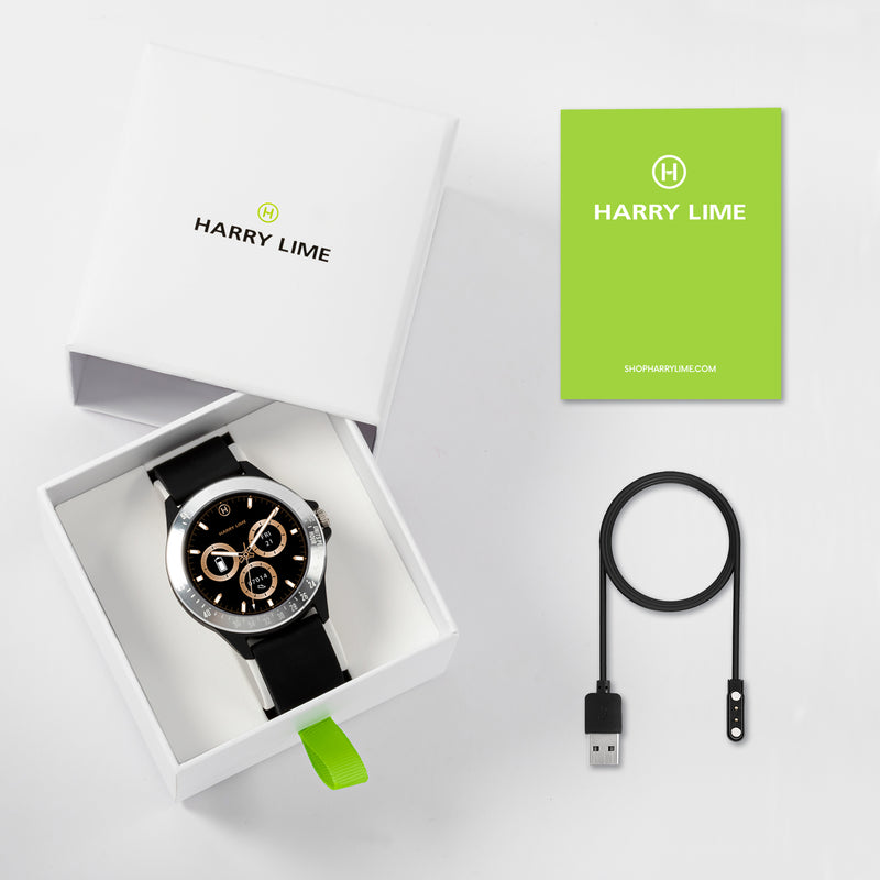 Harry Lime Black and Silver Smart Watch And Earbud Set